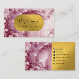 Rosa Gold Foil Sea Crystals Makeup Hair Nagel Visitkort