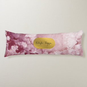Rosa Gold Foil Sea Crystals Namnteckning Kroppskudde