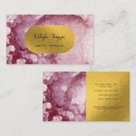 Rosa Gold Foil Sea Crystals Namnteckning Visitkort