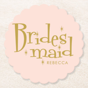 Rosa Golden Bridesmaid Gifts Underlägg Papper