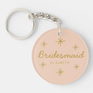 Rosa Golden Calligraphy Stars Bridesmaid-gåva