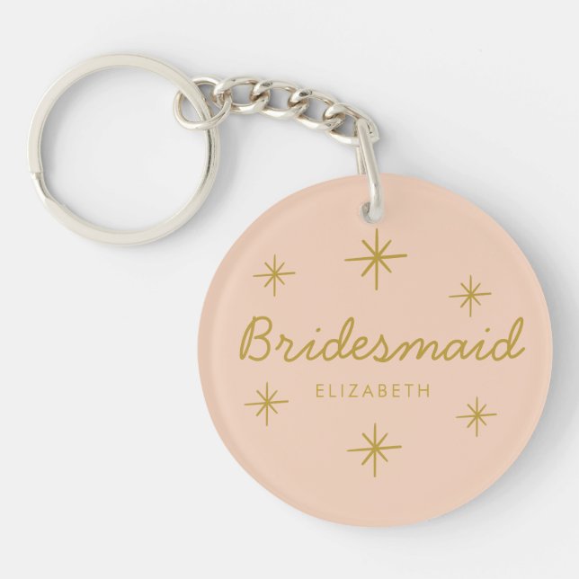 Rosa Golden Calligraphy Stars Bridesmaid-gåva (Framsidan)