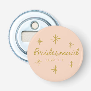 Rosa Golden Calligraphy Stars Bridesmaid-gåva Flasköppnare