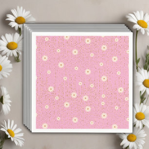 Rosa Golden Daisy Glitter Glow Baby Shower Pappersservett