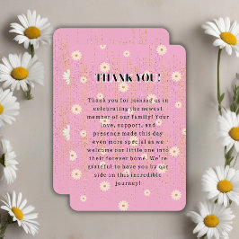 Rosa Golden Daisy Glitter Glow Baby Shower Tack Kort