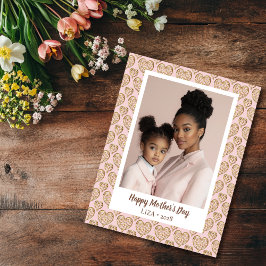  Rosa Golden Hearts Mors dag Photo Kort