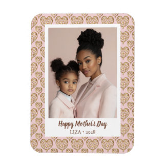 Rosa Golden Hearts Mors dag Photo Magnet