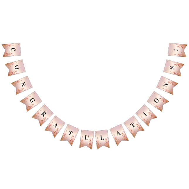 Rosa Golden Löv Blommigt Bunting Flagga (Alla)