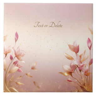 Rosa Golden Löv Blommigt Ceramic Tile Kakelplatta