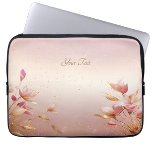Rosa Golden Löv Blommigt Laptop sleeve