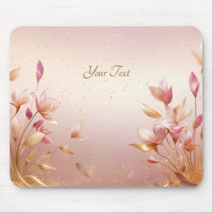 Rosa Golden Löv Blommigt Mousepad Musmatta