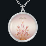 Rosa Golden Löv Blommigt Necklace Silverpläterat Halsband<br><div class="desc">Rosa Golden Löv Blommigt Necklace</div>