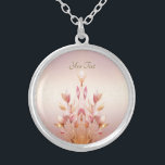 Rosa Golden Löv Blommigt Necklace Silverpläterat Halsband<br><div class="desc">Rosa Golden Löv Blommigt Necklace</div>