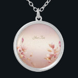 Rosa Golden Löv Blommigt Necklace Silverpläterat Halsband<br><div class="desc">Rosa Golden Löv Blommigt Necklace</div>