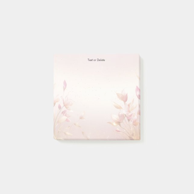 Rosa Golden Löv Blommigt Post it Notes Post-it Block (Framsida)