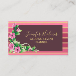 Rosa Golden Rand Linjer Blommigt Visitkort