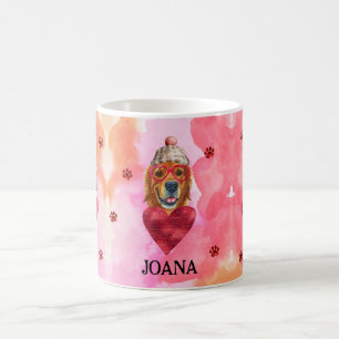 Rosa Golden Retriever Alla hjärtans dag present Hu Kaffemugg