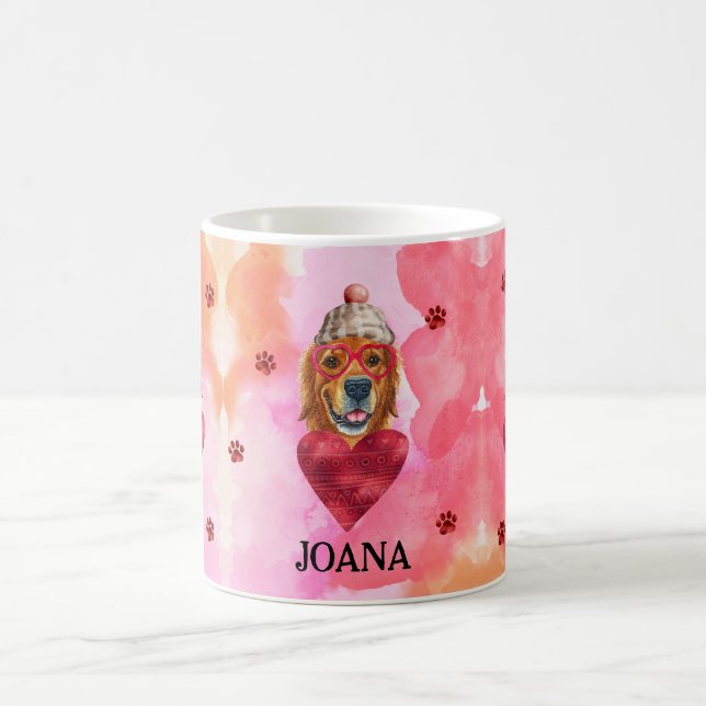 Rosa Golden Retriever Alla hjärtans dag present Hu Kaffemugg (Center)