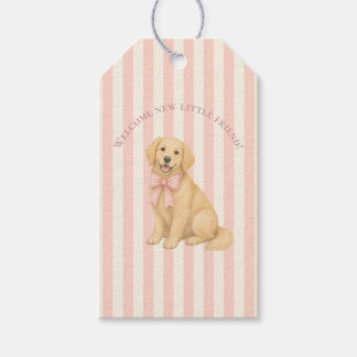 Rosa Golden Retriever Bebis firande Presentetikett