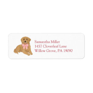 Rosa Golden Retriever Valp Returadressetikett Returadress Etikett