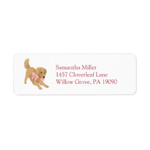 Rosa Golden Retriever Valp Returadressetikett Returadress Etikett