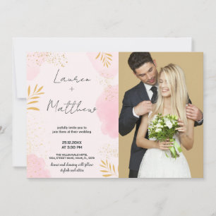 Rosa Golden Wedding-inbjudningar med foto Inbjudningar