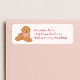 Rosa Goldendoodle Valp Hund Returadressetikett Returadress Etikett