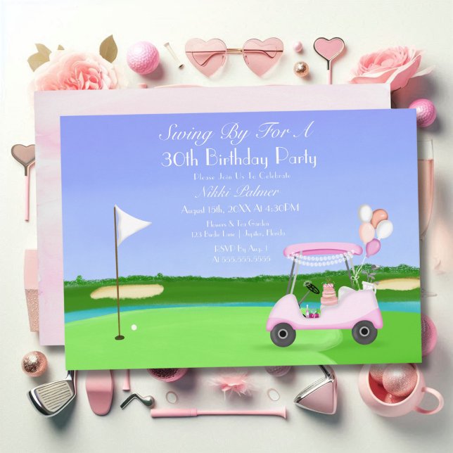 Rosa Golf 30-årsfest Inbjudningar (Skapare uppladdad)