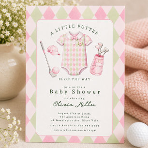 Rosa golf baby shower-inbjudan inbjudningar