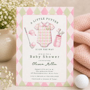 Rosa golf baby shower-inbjudan inbjudningar