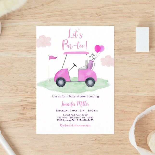 Rosa Golf Baby Shower Par-tee Flicka Inbjudningar (Skapare uppladdad)