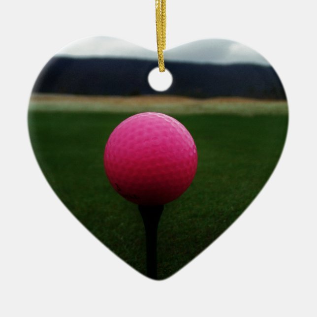 Rosa Golf Boll på en golfbana i bergsområden Julgransprydnad Keramik (Framsidan)