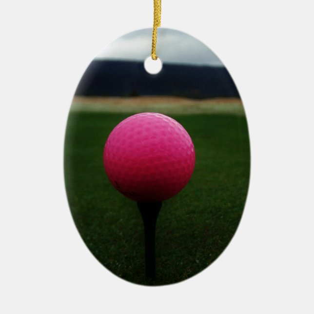 Rosa Golf Boll på en golfbana i bergsområden Julgransprydnad Keramik (Framsidan)