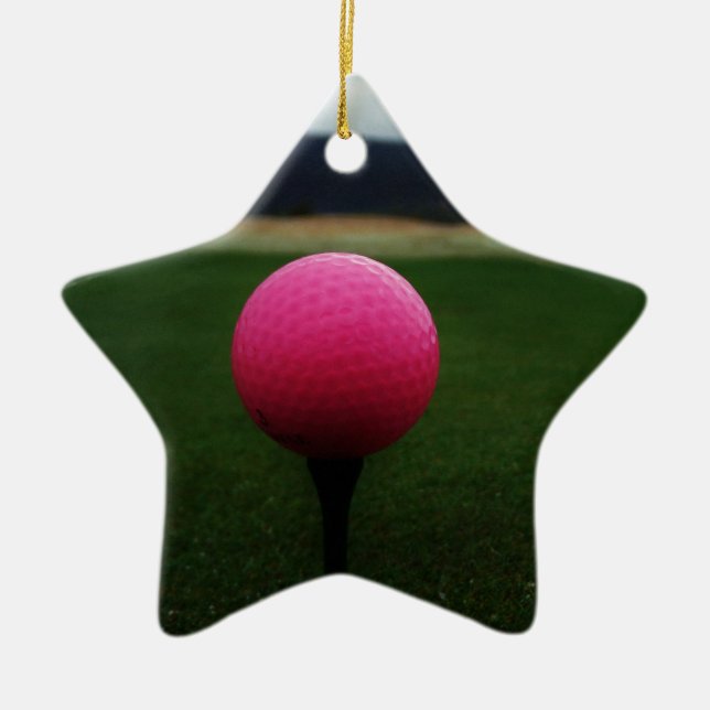 Rosa Golf Boll på en golfbana i bergsområden Julgransprydnad Keramik (Framsidan)