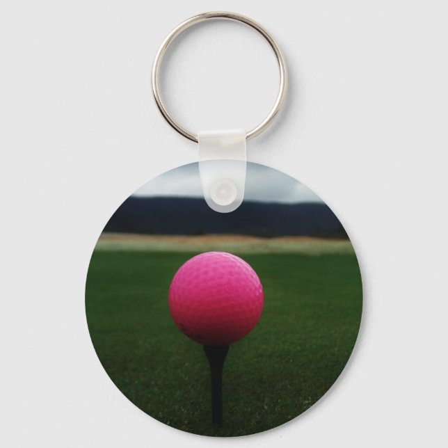 Rosa Golf Boll på en golfbana i bergsområden Nyckelring (Framsida)