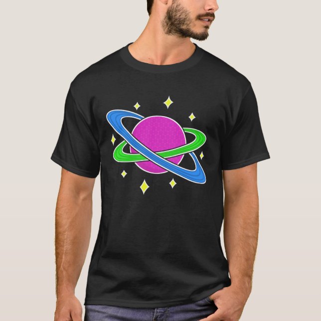 Rosa Golf Boll Planet i Space Cute Golf Boll & Sp T Shirt (Framsida)