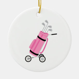Rosa Golf Caddy Julgransprydnad Keramik