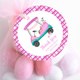 Rosa Golf Cart Baby förser babyskor med Tack Gåvor Etiketter