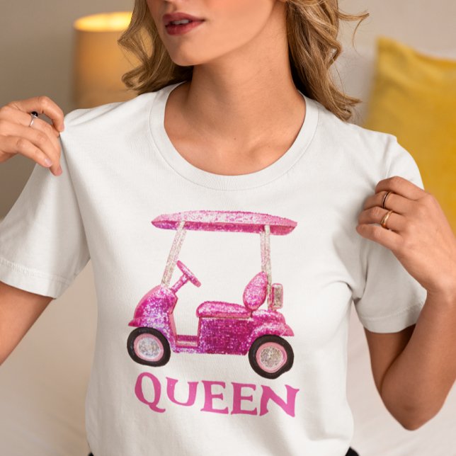 Rosa Golf Cart Faux Sequin Queen T Shirt (Skapare uppladdad)