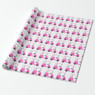 Rosa Golf Cart Mönster Wrapping Papper Presentpapper