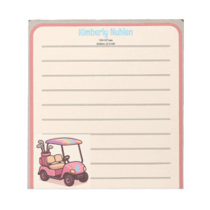 Rosa Golf Cart Personlig Anteckningsblock
