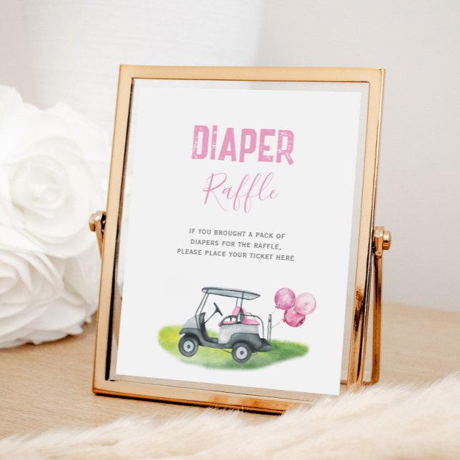 Rosa Golf Diaper Raffle Sign Poster (Skapare uppladdad)