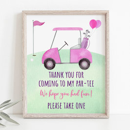 Rosa Golf First Birthday Par-T-favoritskylt Poster