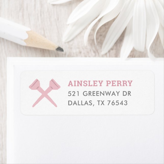 Rosa Golf Födelsedagsfest Returadress Etikett (Insitu)