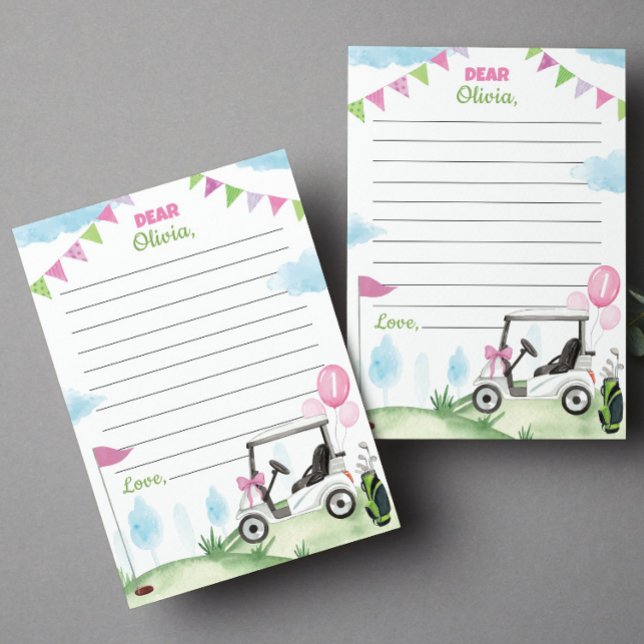 Rosa Golf Girl Time Capsule Note Message Card Tack Kort (Skapare uppladdad)