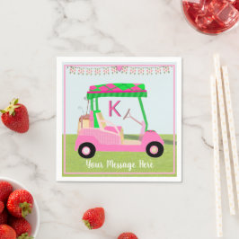 Rosa Golf Monogram för kvinnor på födelsedagen Pen Pappersservett