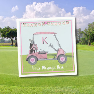 Rosa Golf Monogram för kvinnor på födelsedagen Pen Pappersservett
