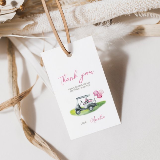 Rosa golf putt putt festpresentkort presentetikett (Skapare uppladdad)