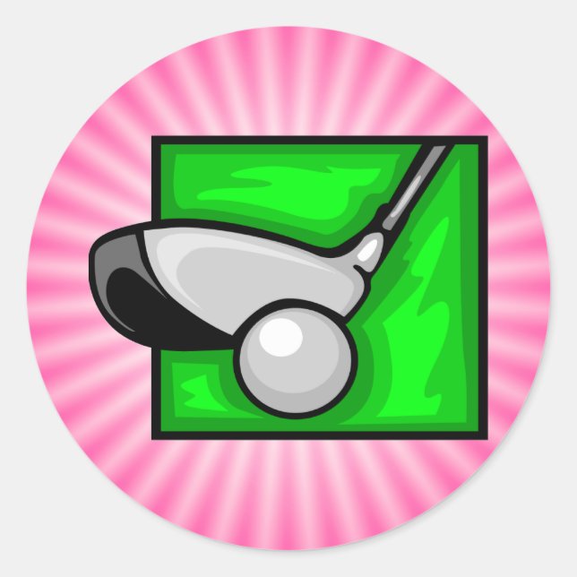 Rosa Golf Runt Klistermärke (Framsida)