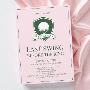 Rosa golf sista svängen innan ringen bröllopsfest inbjudningar